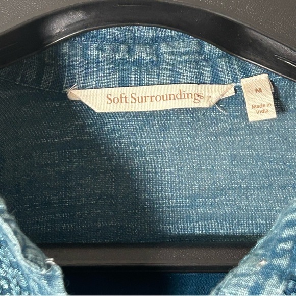 Soft Surrounding Blue Top M Embroidered Paisley Button Down Semi Sheer Gauzy - Picture 8 of 11